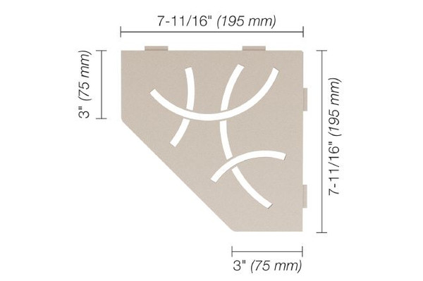 Schluter Systems Pentagonal Corner Shelf-E - Curve Design - Cream - (SES2D6TSC) Kerdi-Line Shower Accessory