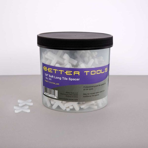 Better Tools 1/4" Soft Long Tile Spacer - 300 Per Jar - (TLS-0104LJAR)