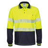 3513 DNC HiVis Segment Taped Mircomesh Polo - Long Sleeve Yellow/Navy