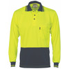 3813 DNC HiVis Two Tone Cool Breathe Polo Shirt, Long Sleeve Yellow/Navy 3813 DNC HiVis Two Tone Cool Breathe Polo Shirt, Long Sleeve Yellow/Navy