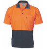 3814 DNC Cotton Back HiVis Two Tone Fluoro Polo - Short Sleeve Orange/Navy