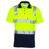 3817 DNC Cotton Back HiVis Two Tone Polo Shirt with CSR R/ Tape - Short sleeve Yellow/Navy