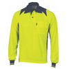 3894 DNC Cool Breathe Action Polo Shirt - Long Sleeve Yellow/Navy