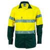 3836 DNC HiVis Two Tone Drill Shirt with 3M 8910 R/Tape - Long Sleeve Yellow/Bottle