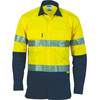 3948 DNC HiVis 3 Way Cool-Breeze Cotton Shirt with CSR/Tape - Long sleeve Yellow/Navy