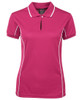 7COP1 JB's Wear Ladies Piping Polo Hot Pink/White