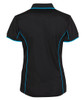 7LPI JB's Wear Ladies Piping Polo Black/Aqua Back