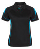 7BEL1 JB's Wear Ladies Bell Polo Black/Aqua