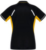 P700LS Ladies Renegade Polo Black/Gold/Silver Back