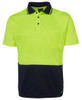 6HVNC JB's Wear Hi Vis Non Cuff Traditional Polo Lime/Navy
