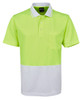 6HVNC JB's Wear Hi Vis Non Cuff Traditional Polo Lime/White
