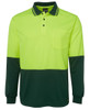 6HVPL JB's Wear Hi Vis L/S Trad Polo Lime/Bottle