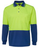 6HVPL JB's Wear Hi Vis L/S Trad Polo Lime/Royal