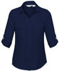 S626LL Ladies Madison Long Sleeve Midnight Blue Sleeve Rolled