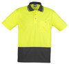 Syzmik Workwear ZH231 Unisex Hi Vis Basic Spliced Short Sleeve Polo Yellow/Charcoal