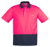 Syzmik Workwear ZH231 Unisex Hi Vis Basic Spliced Short Sleeve Polo Pink/Navy
