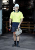 Syzmik Workwear ZH231 Unisex Hi Vis Basic Spliced Short Sleeve Polo Yellow/Navy Action