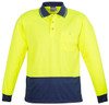 Syzmik Workwear ZH232 Unisex Hi Vis Basic Spliced L/S Polo Yellow/Navy