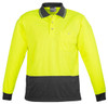 Syzmik Workwear ZH232 Unisex Hi Vis Basic Spliced L/S Polo Yellow/Charcoal