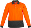 Syzmik Workwear ZH232 Unisex Hi Vis Basic Spliced L/S Polo Orange/Charcoal