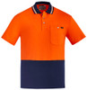 Syzmik Workwear ZH435 Mens Hi Vis Cotton S/S Polo Orange/Navy