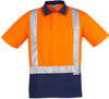 Syzmik Workwear ZH233 Mens Hi Vis Spliced S/S Polo - Shoulder Taped Orange/Navy