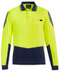 Syzmik Workwear ZH310 Mens Hi Vis Flux L/S Polo Yellow/Navy