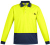 Syzmik Workwear ZH410 Mens Comfort Back L/S Polo Yellow/Navy