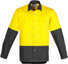Syzmik Workwear ZW122 Mens Hi Vis Spliced Industrial Shirt Yellow/Charcoal