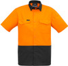 Syzmik Workwear ZW815 Mens Rugged Cooling Hi Vis Spliced S/S Shirt Orange/Charcoal