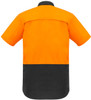 Syzmik Workwear ZW815 Mens Rugged Cooling Hi Vis Spliced S/S Shirt Orange/Charcoal Back