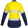 Syzmik Workwear ZWL123 Womens Hi Vis Spliced Industrial L/S Shirt - Hoop Taped Yellow/Navy Back