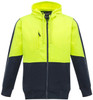 Syzmik Workwear ZT485 Unisex Hi Vis Full Zip Hoodie Yellow/Navy
