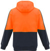 Syzmik Workwear ZT485 Unisex Hi Vis Full Zip Hoodie Orange/Navy Back