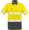 Syzmik Workwear ZW835 Mens Rugged Cooling Taped Hi Vis Spliced S/S Shirt Yellow/Charcoal