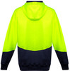Syzmik Workwear ZT477 Unisex Hi Vis Textured Jacquard Hoodie Yellow/Navy Back
