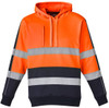 Syzmik Workwear ZT483 Unisex Hi Vis Stretch Taped Hoodie Orange/Navy