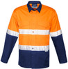 Syzmik Workwear ZW129 Mens Rugged Cooling Taped Hi Vis Spliced Shirt Orange/Navy