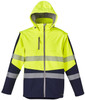 Syzmik Workwear ZJ453 Unisex Streetworx 2 in 1 Stretch Softshell Taped Jacket Yellow/Navy Hood