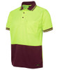 6HVPS JB's Wear Hi Vis S/S Traditional Polo Lime/Maroon Side