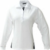 1142 Stencil Team Ladies L/S Polo White/Navy