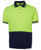 6HPS JB's Wear Hi Vis Short Sleeve Cotton Back Polo Lime/Navy