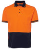 6HPS JB's Wear Hi Vis Short Sleeve Cotton Back Polo Orange/Navy