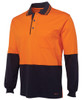 6CPHL JB's Wear Hi Vis Long Sleeve Cotton Polo Orange/Navy Side
