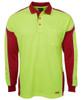6AP4L JB's Wear Hi Vis L/S Arm Panel Polo Lime/Red