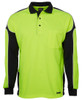 6AP4L JB's Wear Hi Vis L/S Arm Panel Polo Lime/Black