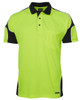 6AP4S JB's Wear Hi Vis S/S Arm Panel Polo Lime/Black