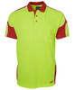 6AP4S JB's Wear Hi Vis S/S Arm Panel Polo Lime/Red