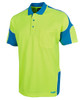 6AP4S JB's Wear Hi Vis S/S Arm Panel Polo Lime/Aqua Side