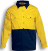 SS1013 Bocini Adults Hi-Vis Cotton Twill Shirt L/S Yellow/Navy